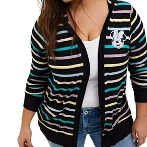 TORRID Women 3X Disney Minnie Mouse Super Soft Pastel Stripe Hood Cardigan Cover